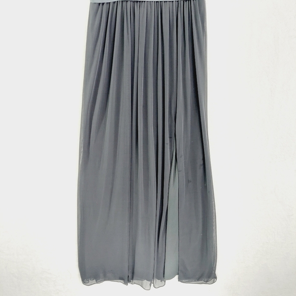 David’s Bridal Grey Dress with High Slit Open Back Dress P6137 - Picture 3 of 10